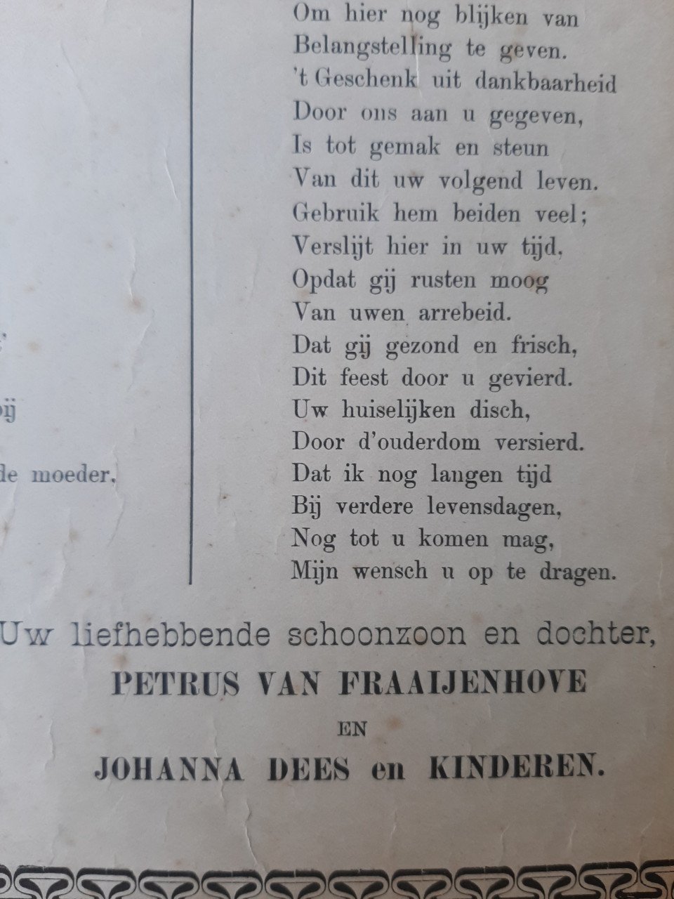 Zegenwensch voor 70 jarige Guilliaam Dees