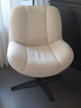 Draai fauteuil bouclé, crème wit