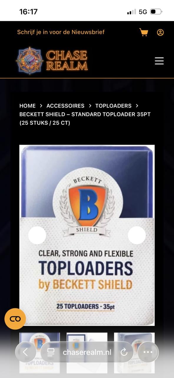 Beckett Shield – Standard Toploader 35PT (25 stuks / 25 ct)