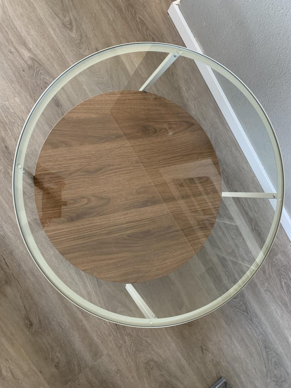 Salontafel, lichtbeige/glas, 75 cm