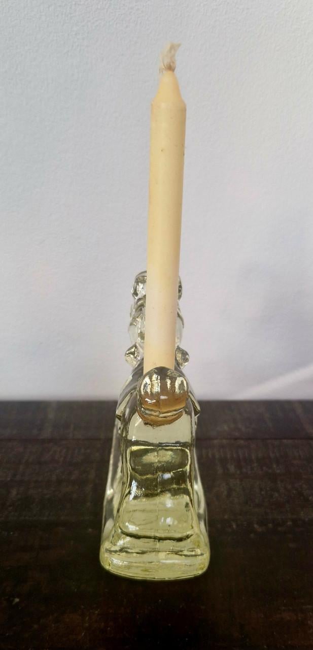Vintage glazen kaarsenhouder hobbelpaard