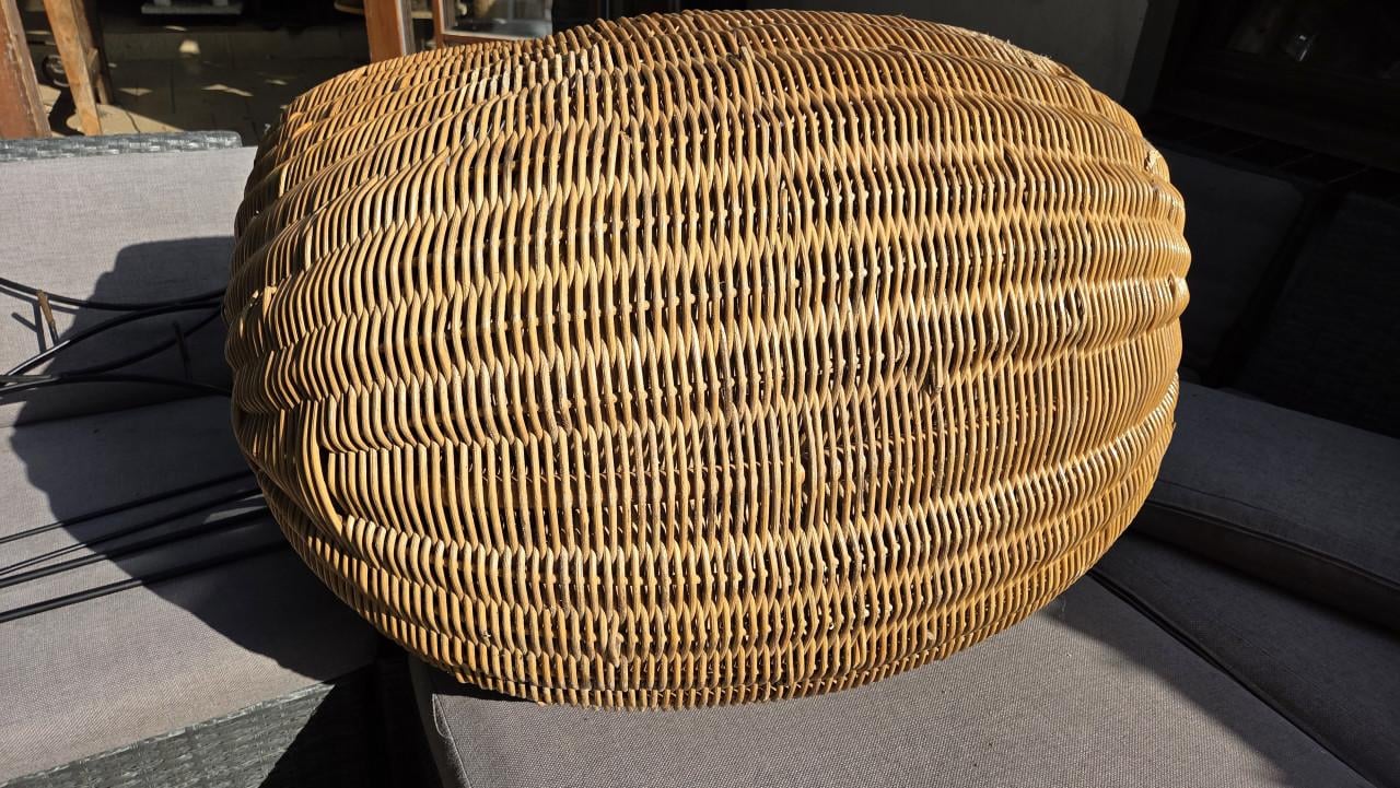 Vintage Wieg Rotan met Matras en Onderstel