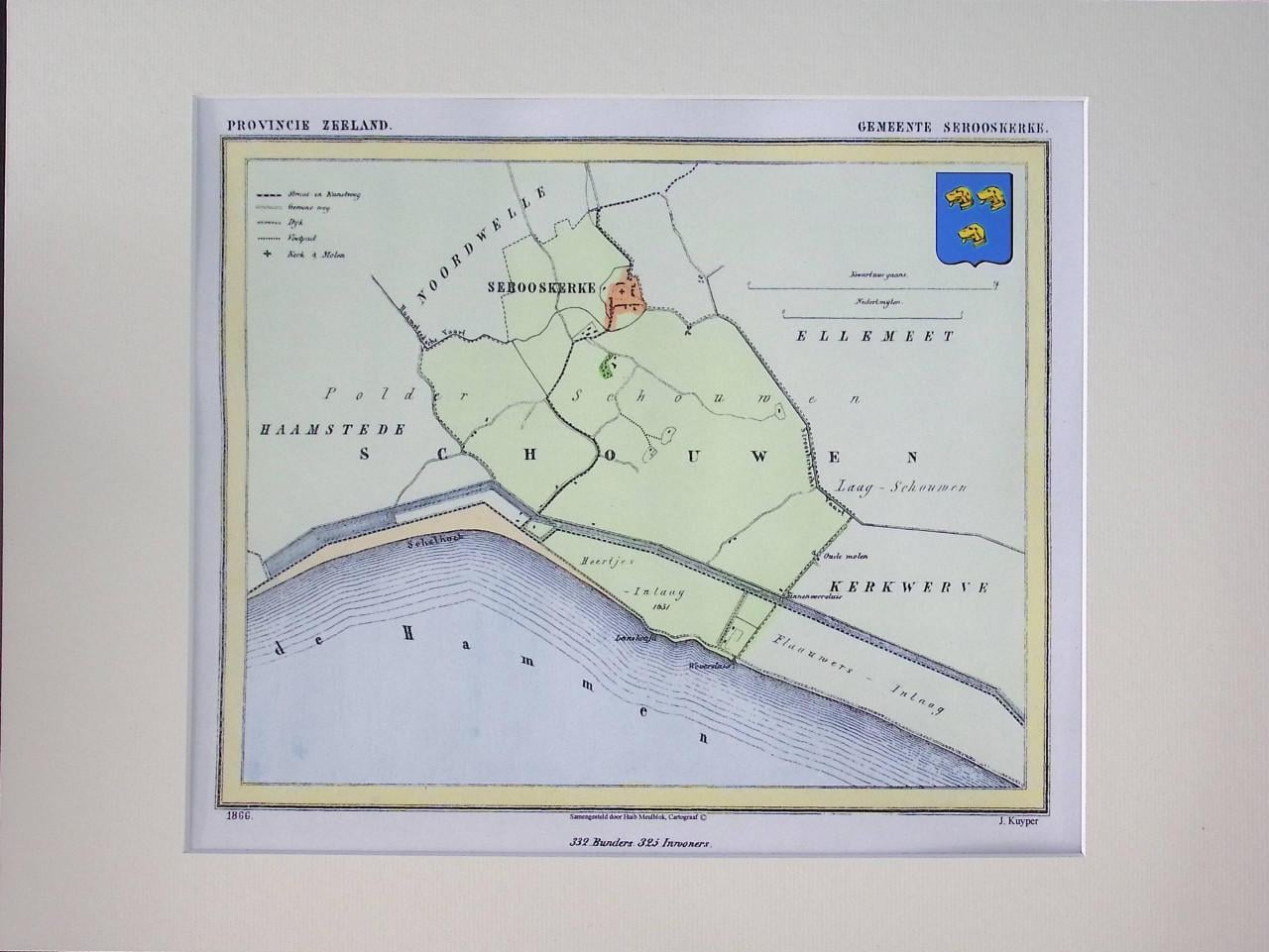 Historische Gemeentekaartjes Schouwen-Duieland van J. Kuyper