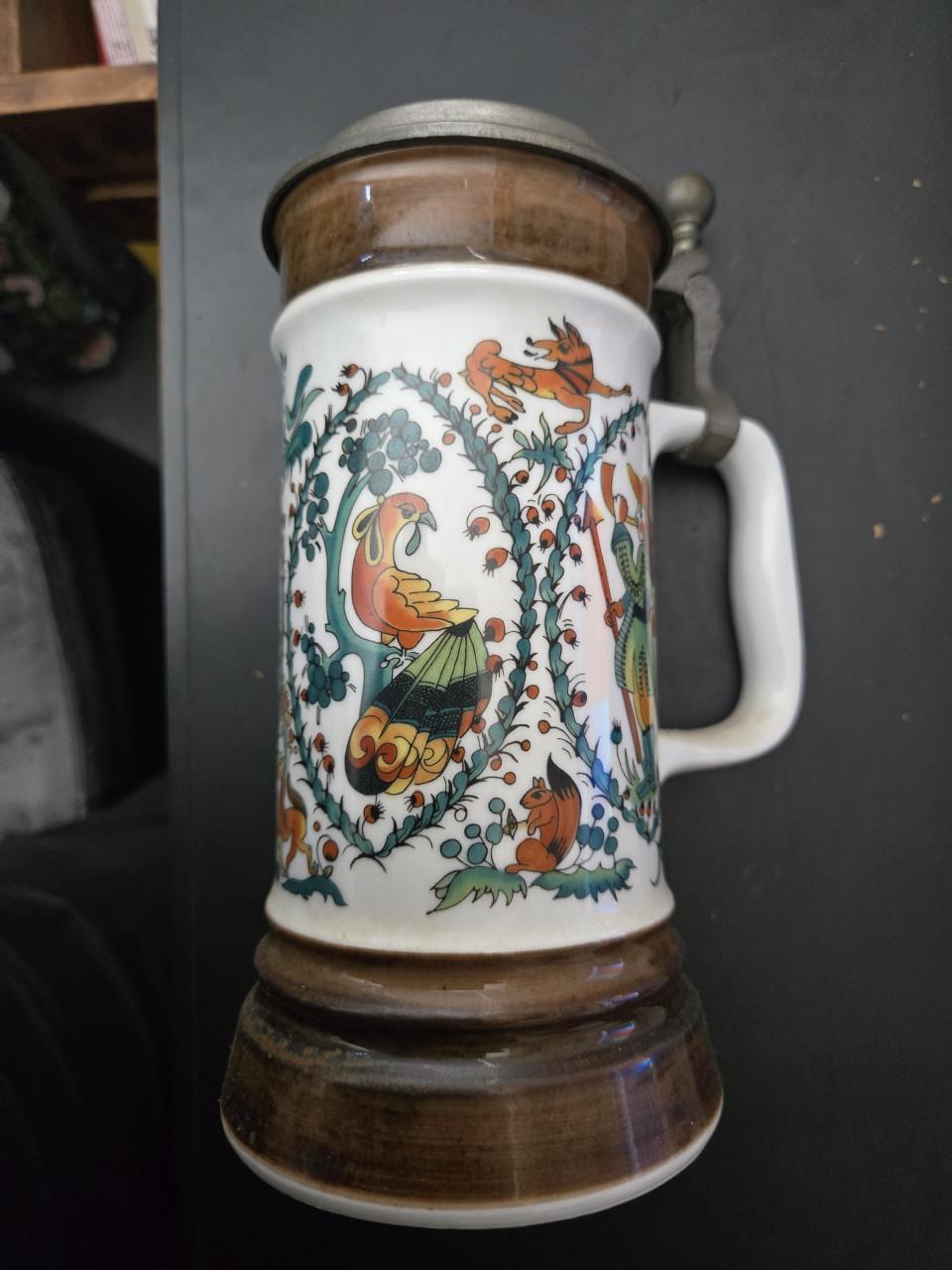 Vintage Duitse porseleinen bierpul (Bierkrug)  1969 Rauschert,