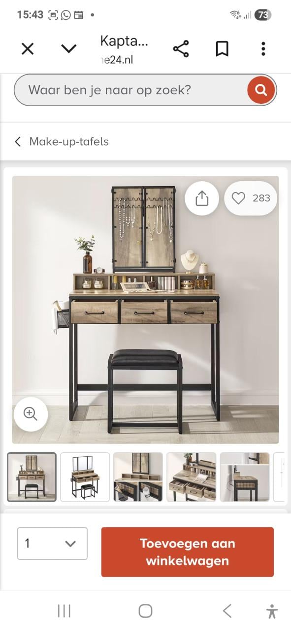 Kaptafel met spiegel