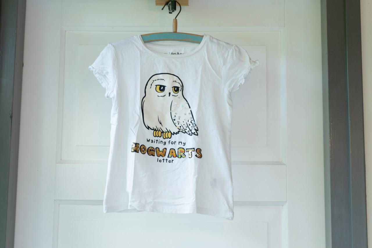 Wit shirt Harry Potter met Hedwig, maat 134