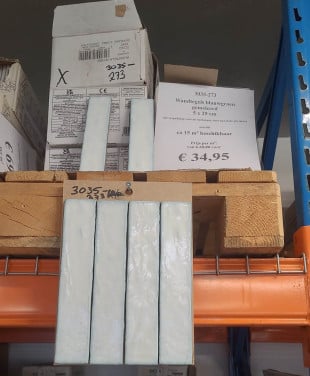 3035-273 Handvormlook tegels, aqua/wit, 5x25 cm, van € 59,90 voor
