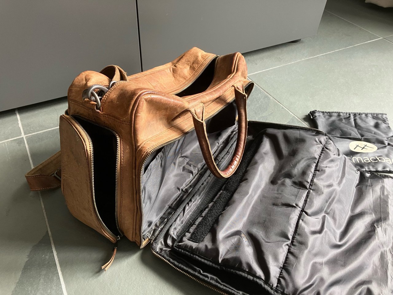 Micmac Bags leren luiertas Oklahoma cognac bruin