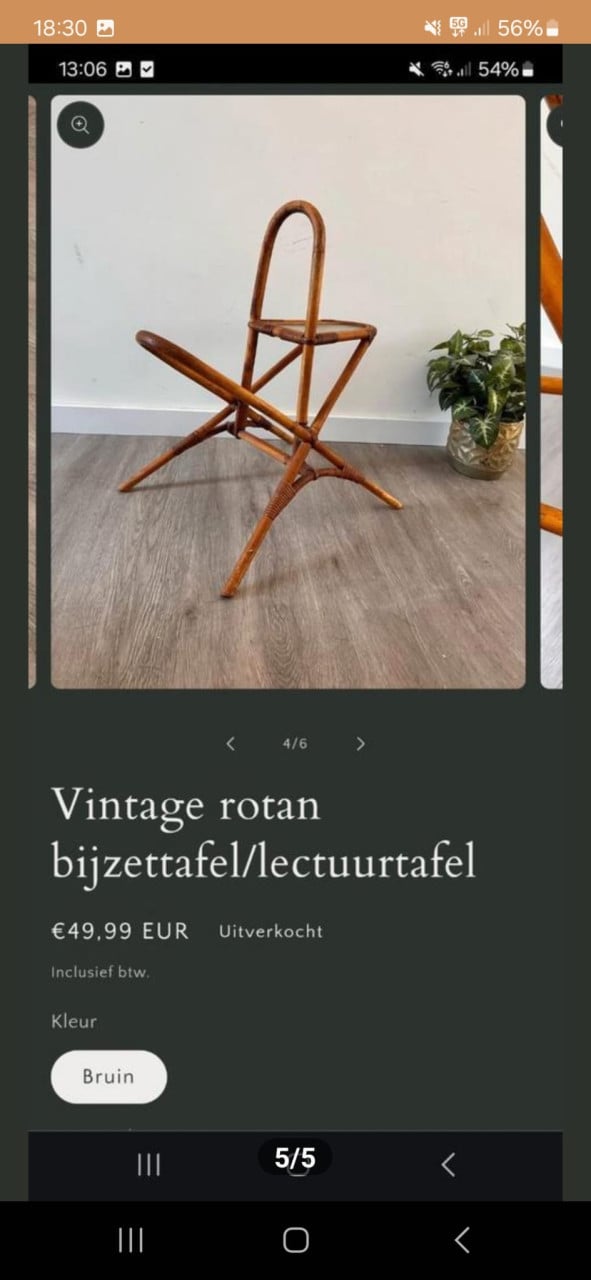 2x Vintage rattan/rotan bamboo bijzettafel