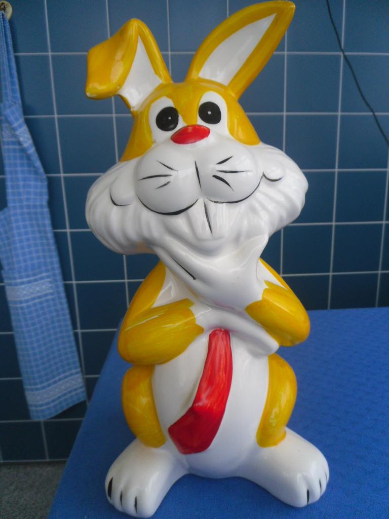 2 STENEN SPAARPOTTEN HAAS 33 CM VARKEN 25 CM