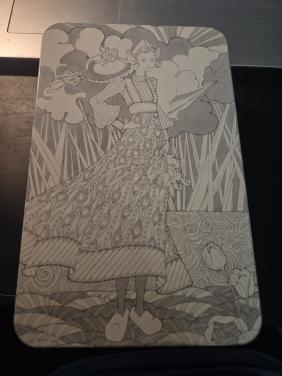 Vintage koektrommel van Verkade,  1974.  "Verkade boerinnetje"