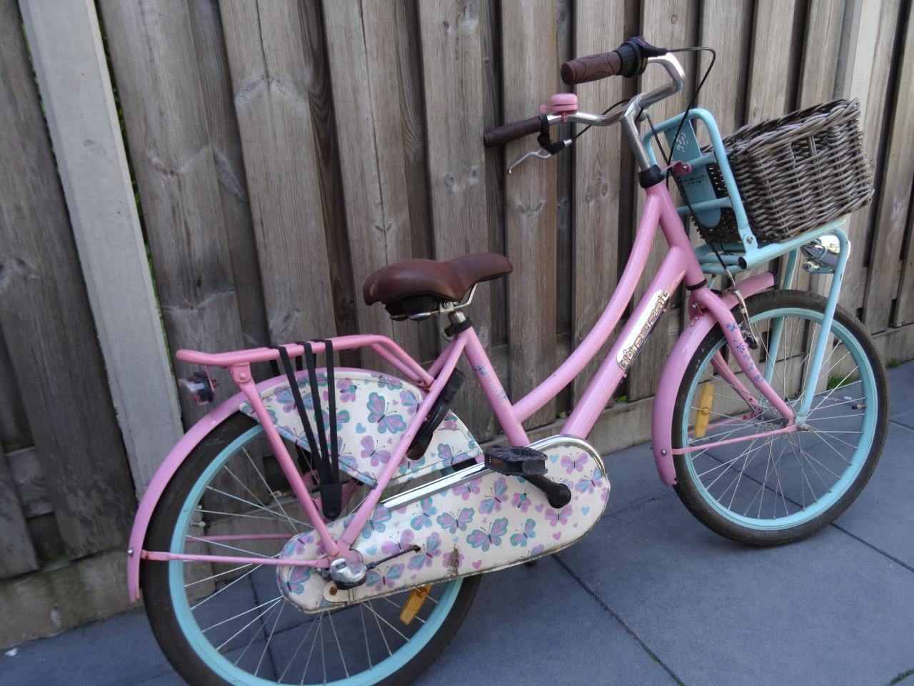 🌸 Popal Daily Dutch Meisjesfiets – 22 inch | Roze / Lichtblauw 💗🩵