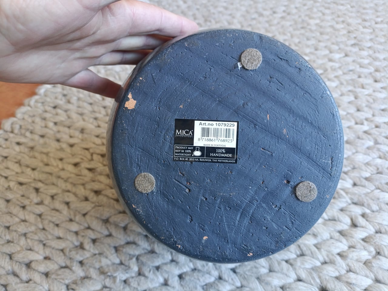 Bloempot binnen blauw