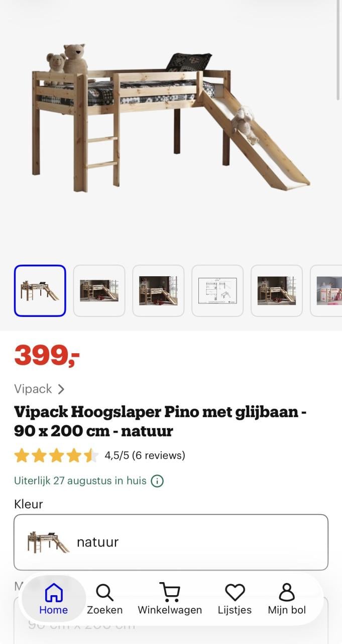 Half hoogslaper met glijbaan