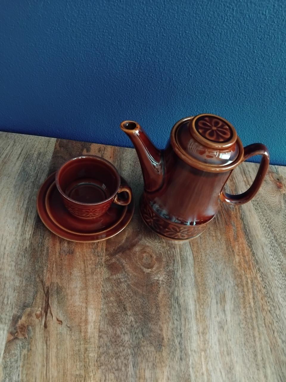 Vintage Theepot + Kop en schotel Colditz