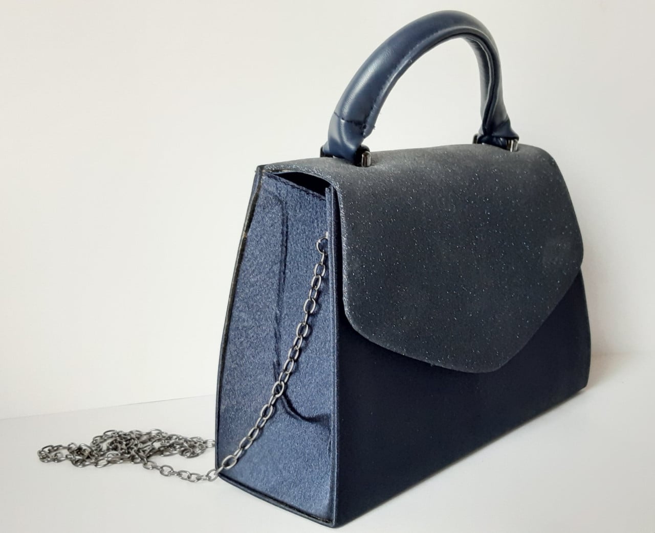 Bulaggi clutch - Schoudertas - Satijn- Glitter - Donkerblauw