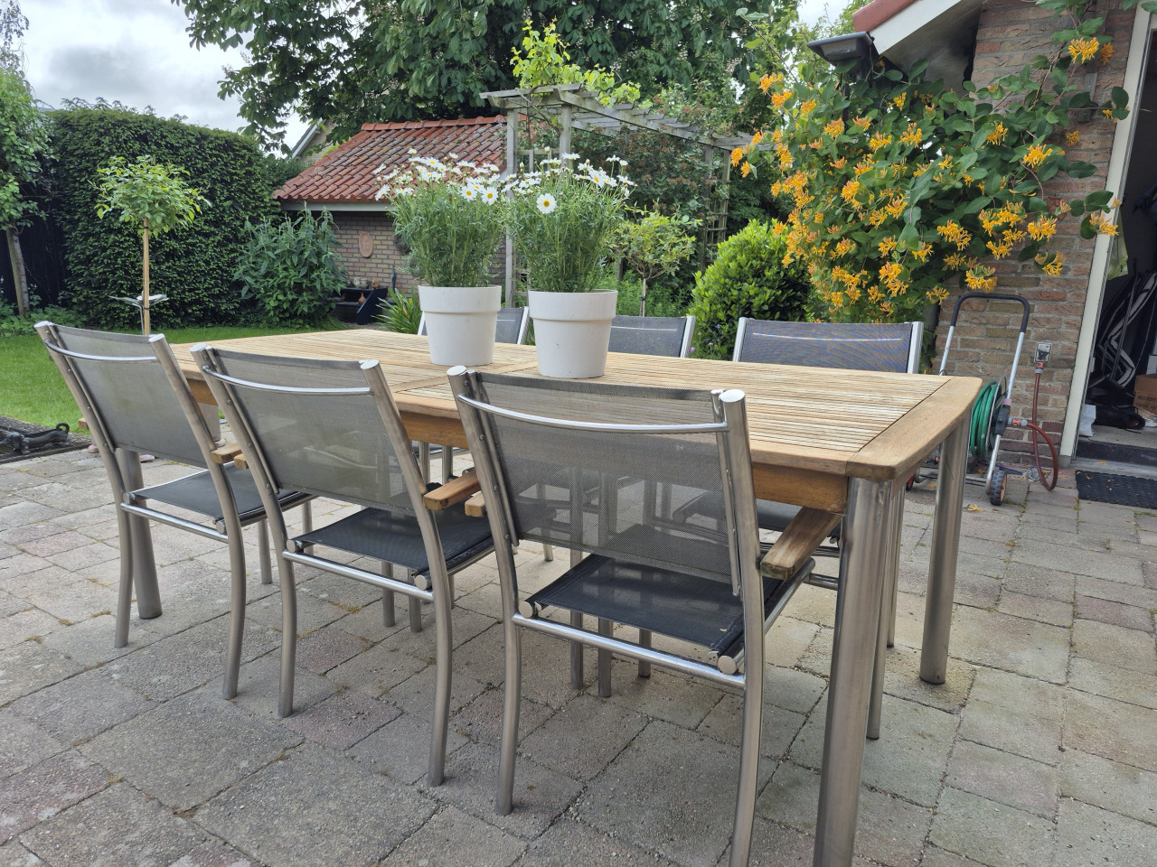 Tuinset rvs/teak