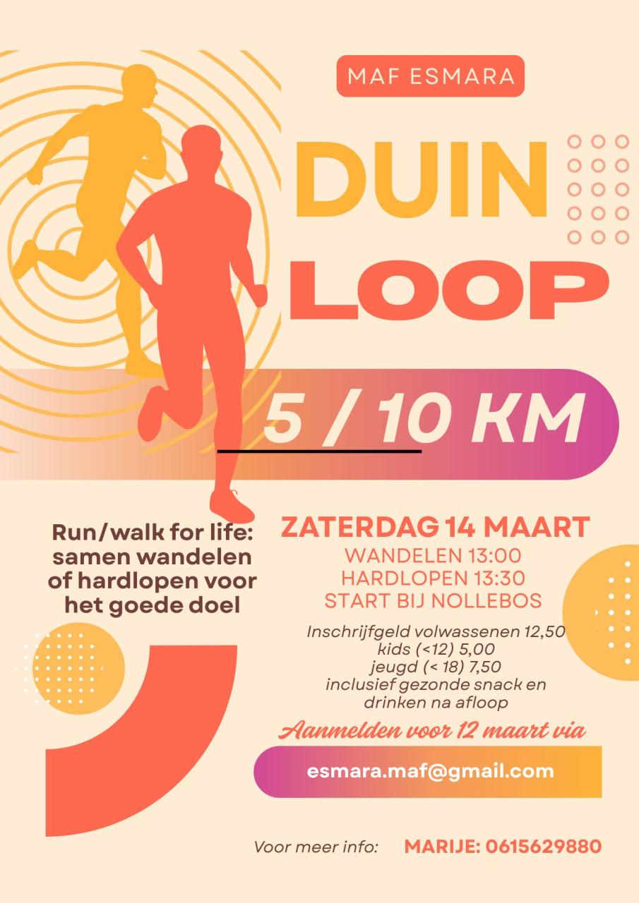 Duinloop a.s. zaterdag voor het goede doel