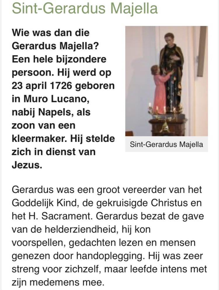 Mooi groot brocante heilig beeld, st. Gerardus Majella
