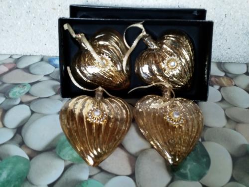 Glazen harten goudkleurig, doorzichtig