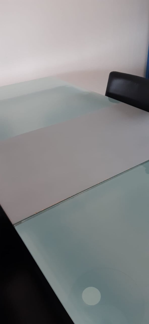 Eetkamertafel glas met chroom 160x85cm