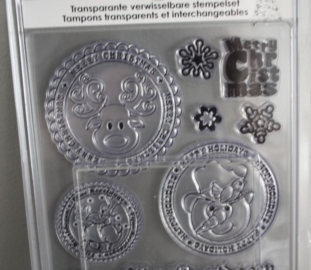 Nieuw in verpakking transparante verwisselbare stempelset  kerst