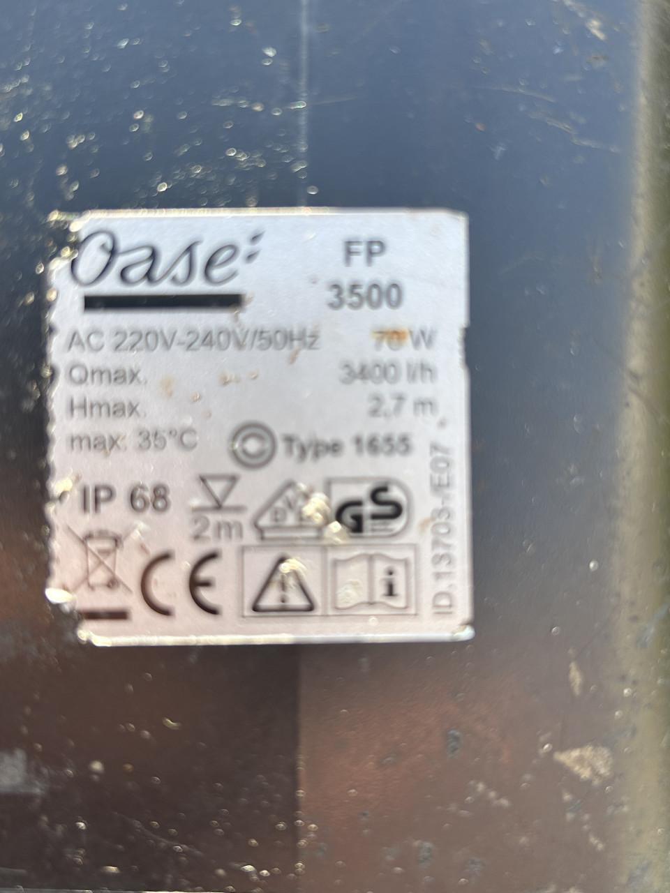 Te koop oase fp 3500 sterke en zuinige Vijverpomp