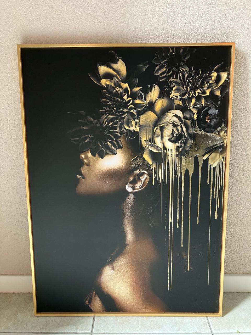 Schilderij black gold woman
