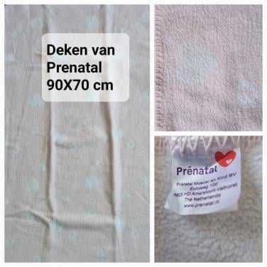 Roze / witte katoenen hartjes deken van Prenatal 90X70 cm