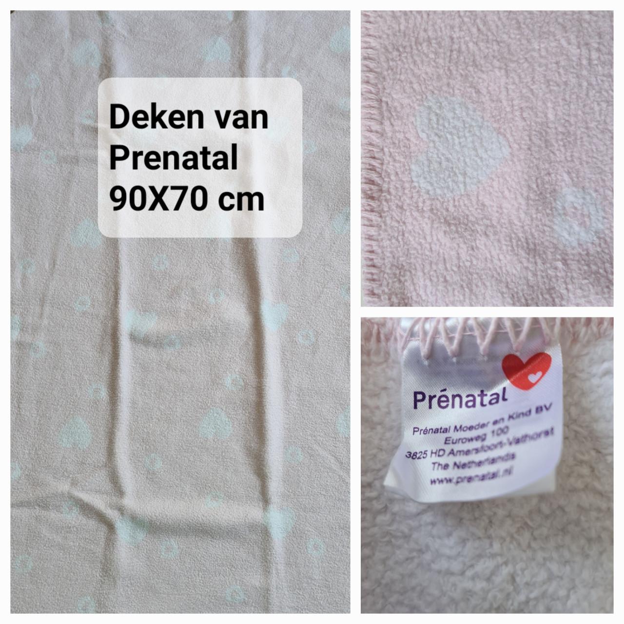 Roze / witte katoenen hartjes deken van Prenatal 90X70 cm