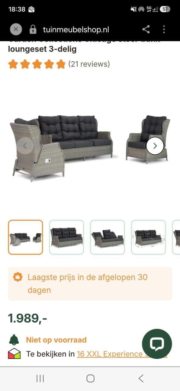 Verstelbare Tuinset  (bezorging mogelijk)