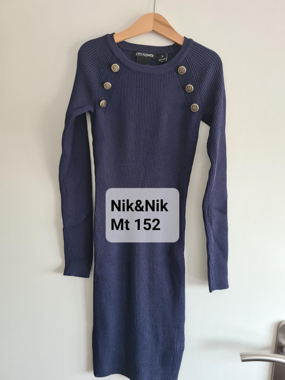 Donkerblauw stretch jurkje van Nik & Nik Maat 152