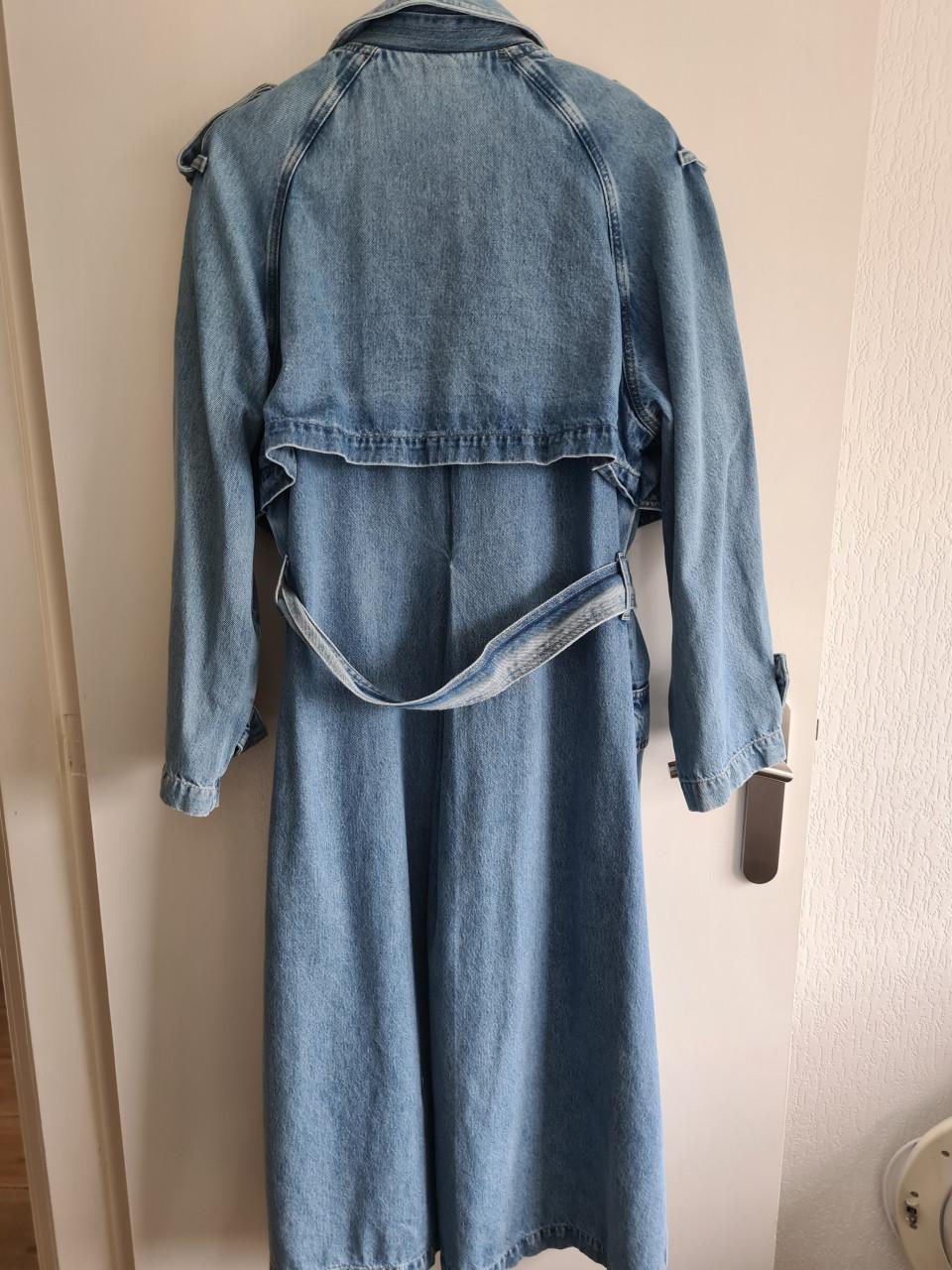 Prachtige Zara Maxi Trenchcoat van Dikke Soepele Spijkerstof L-XL