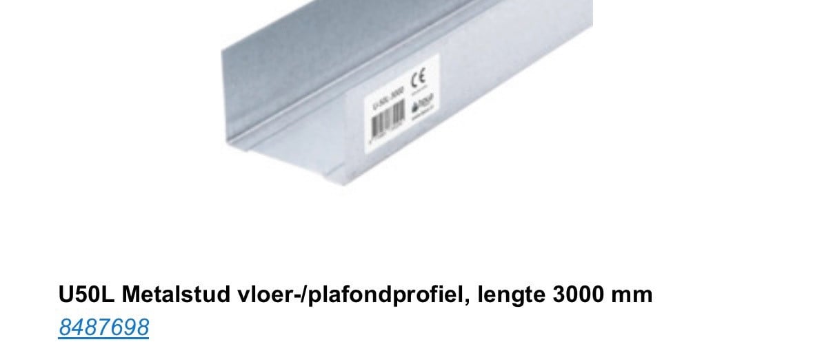 Metal stud vloer en wandprofielen