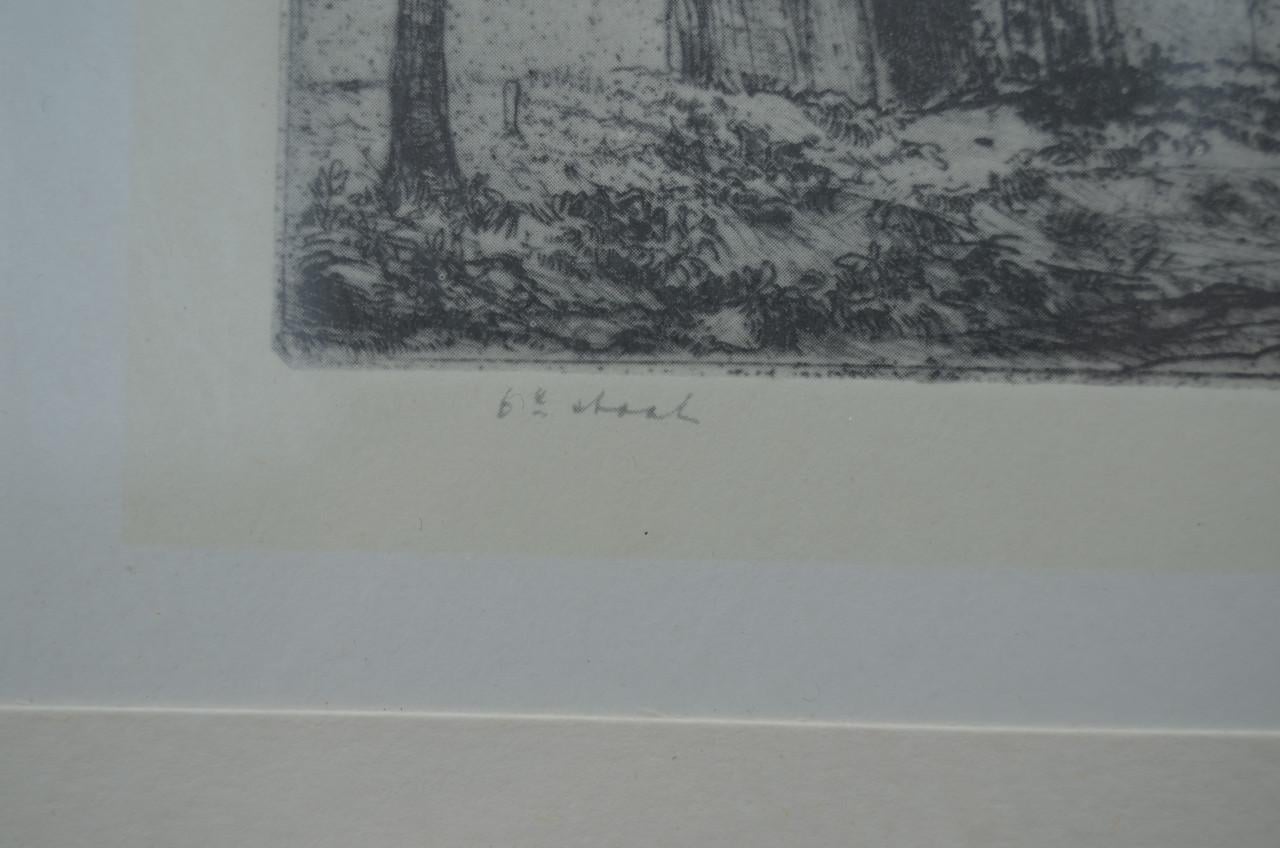 Chromolitho boerenwoning Oud Achterbosch Mol Dirk Baksteen