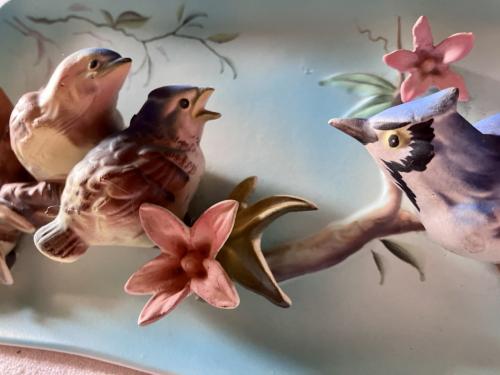 Vintage porseleinen wandbord “Blue jay”