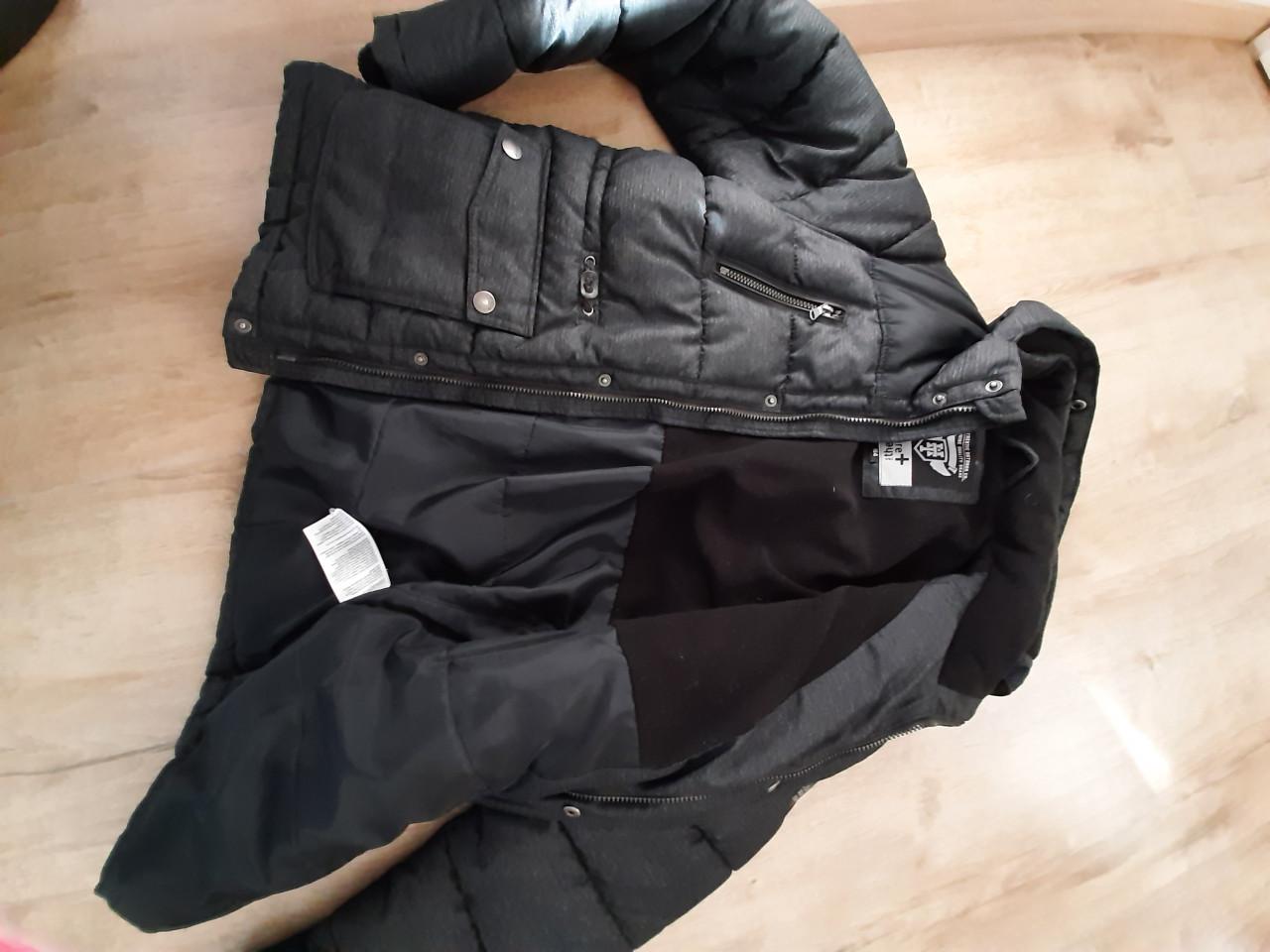 Winterjas, mt 164, grijs/zwart