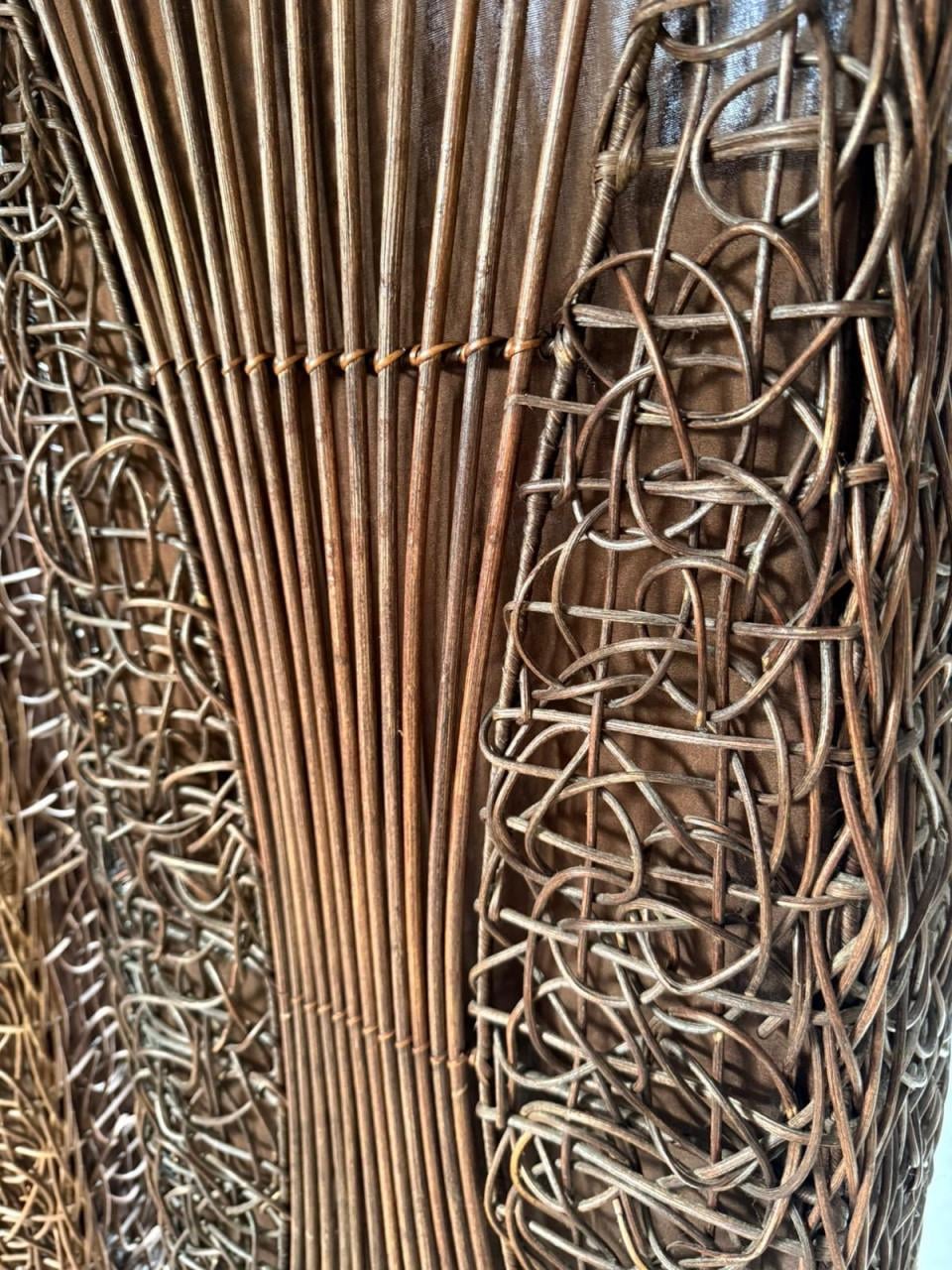 2 vintage rattan / wicker vloerlampen