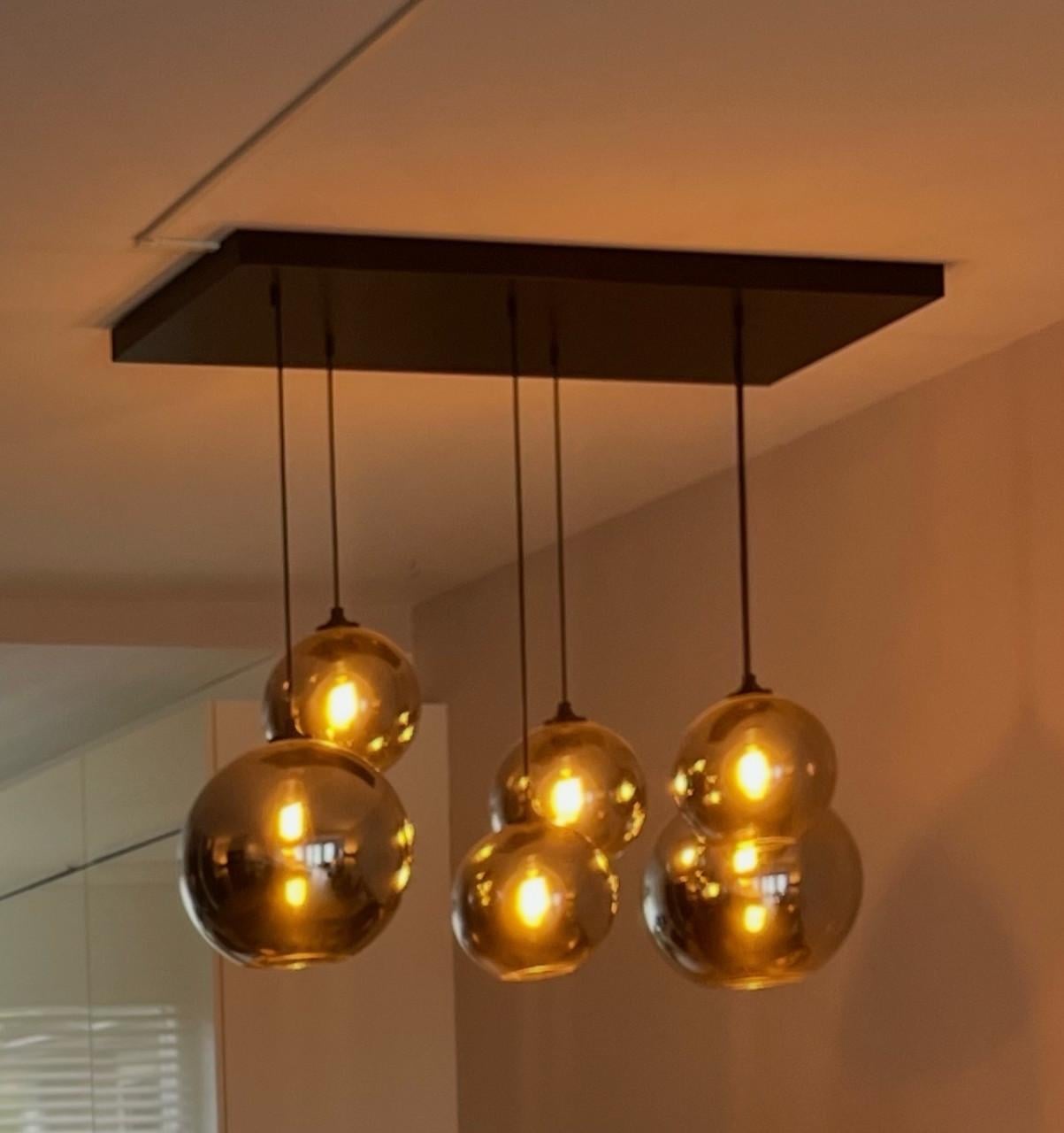 Moderne hanglamp met 6 glazen bollen
