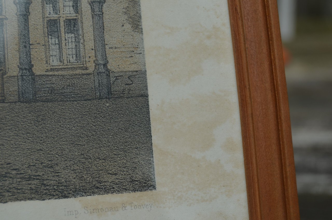 Belgische lithografische prenten van gebouwen (3)