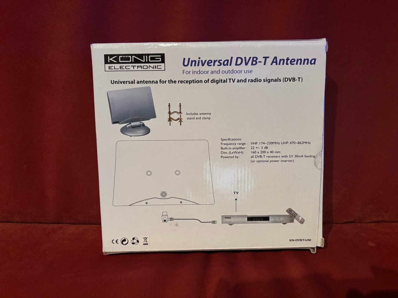 König DVB-T universele antenne - 20dB - zilver