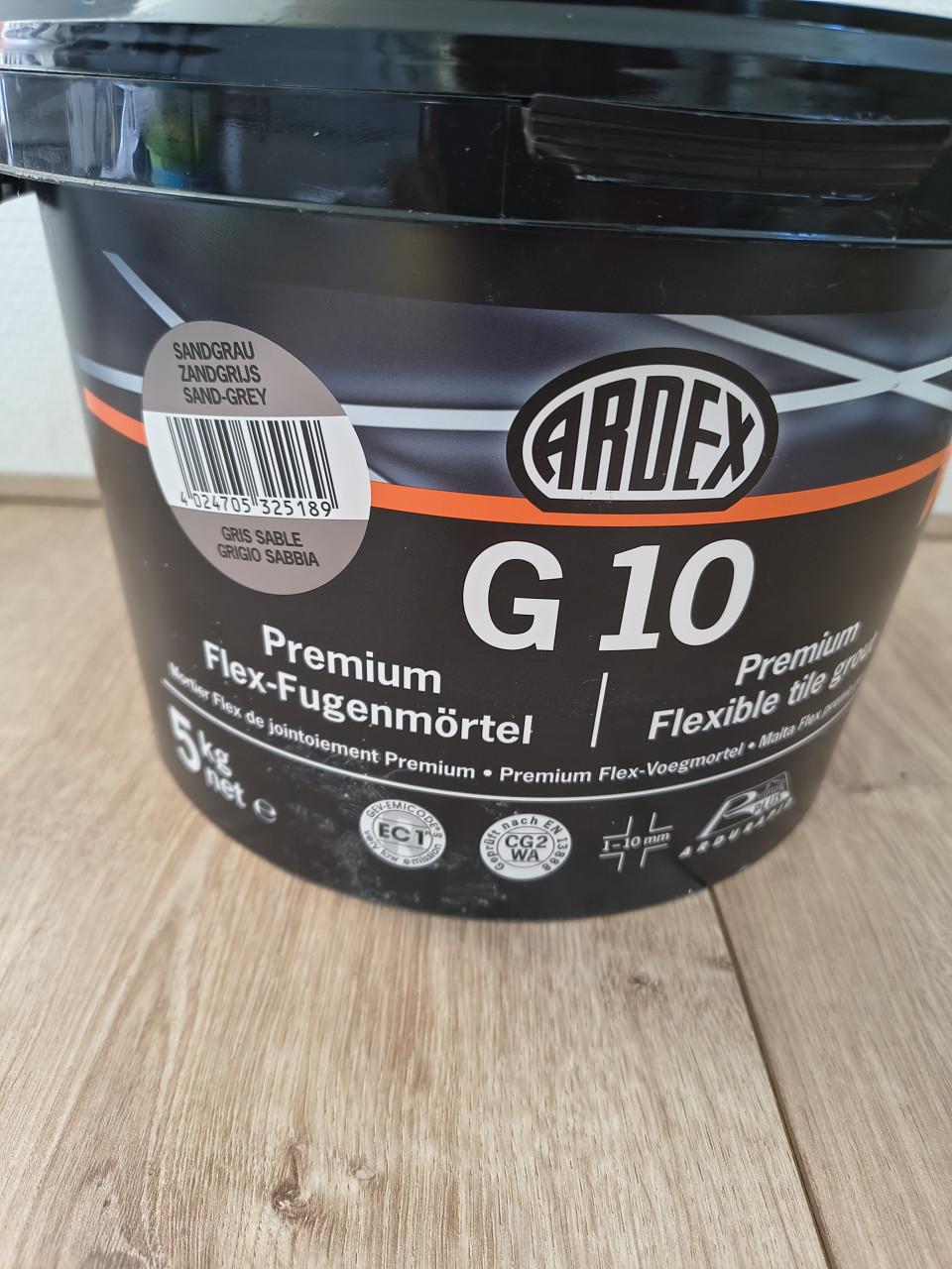 Ardex G10 zandgrijs. Premium flex voegmortel grijs poeder.