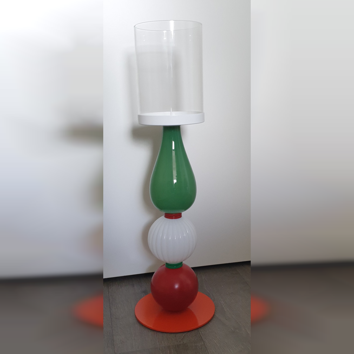 Keerst Grote glazen nieuwe Kerst kaarsenstandaard 50 cm met afneembaar windlicht