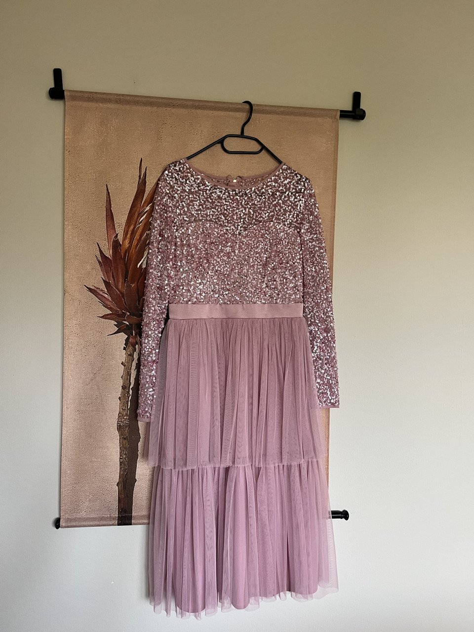 Feestelijke oud roze jurk met tule rok