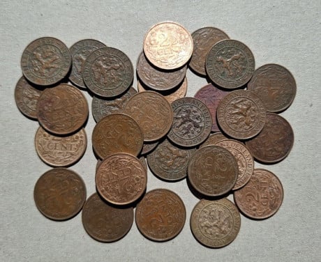 30x 2½ct Nederlandse Antillen Koper