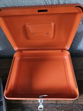 Vintage Brabantia Geldkistje Oranje met Sleutel, nette staat