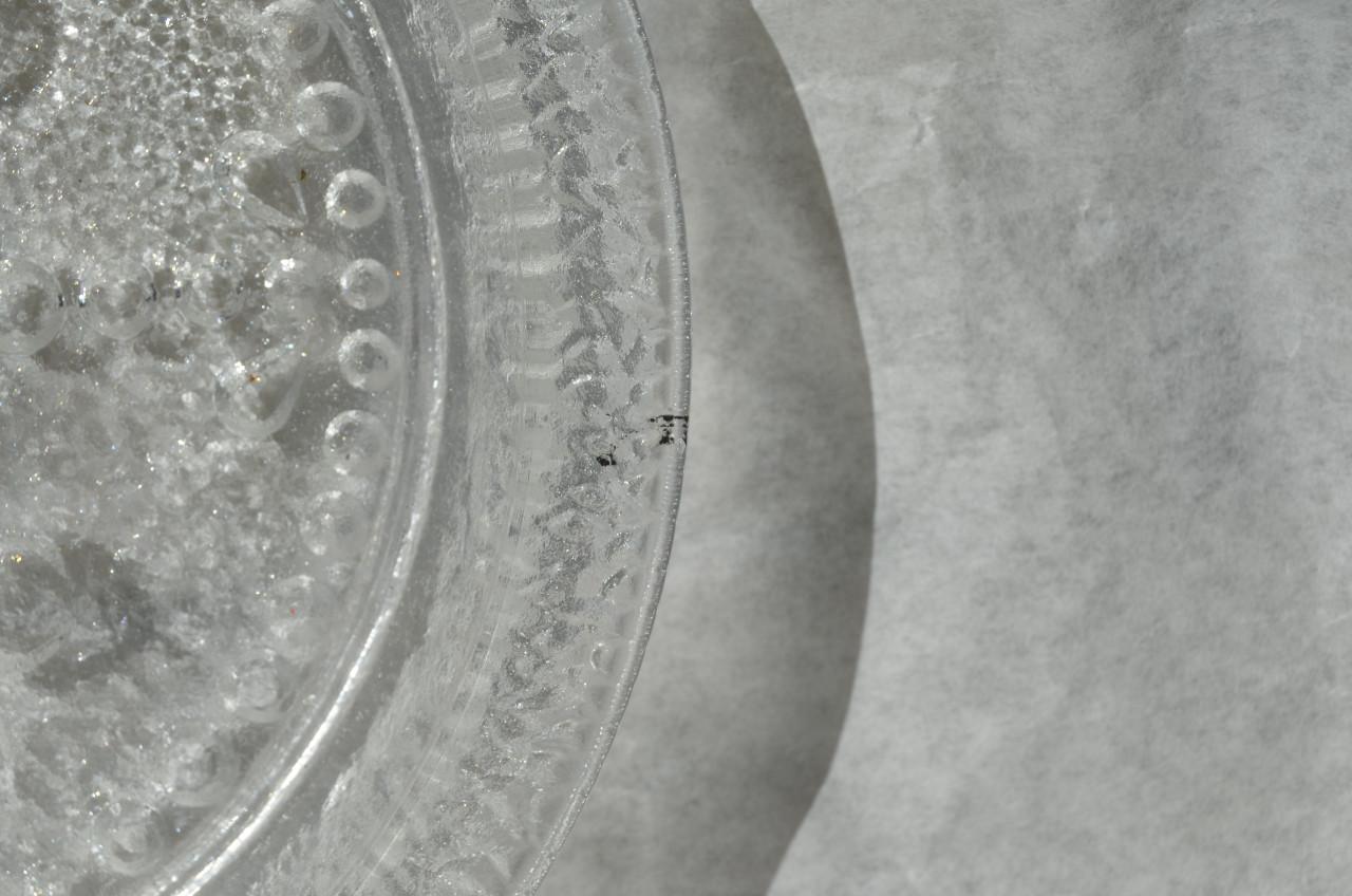 Glazen (fruit)schaal Scandinavisch design in goede staat.