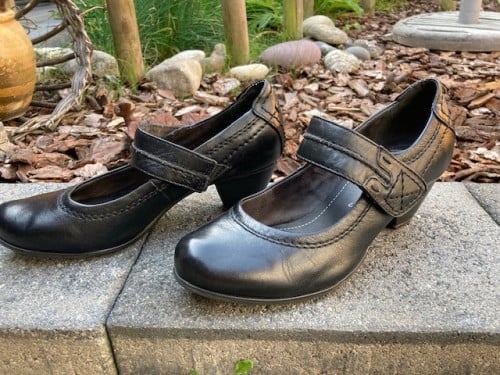 Zwart leren meisjes/dames-schoenen
