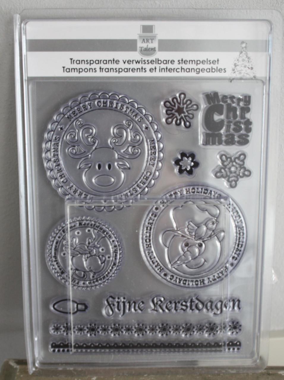 Nieuw in verpakking transparante verwisselbare stempelset  kerst