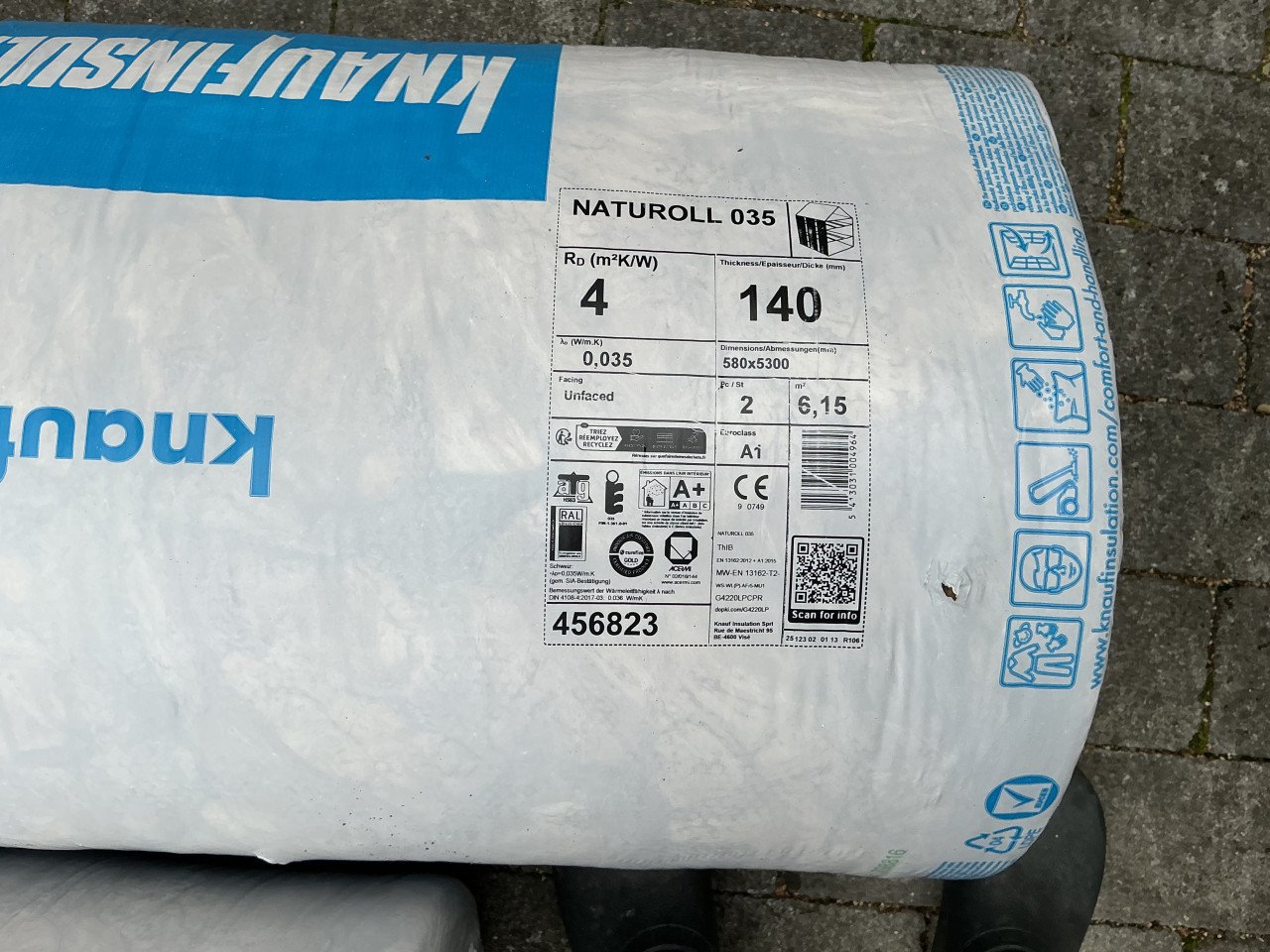 Knauf glaswolrol, naturoll 035 3stuks,